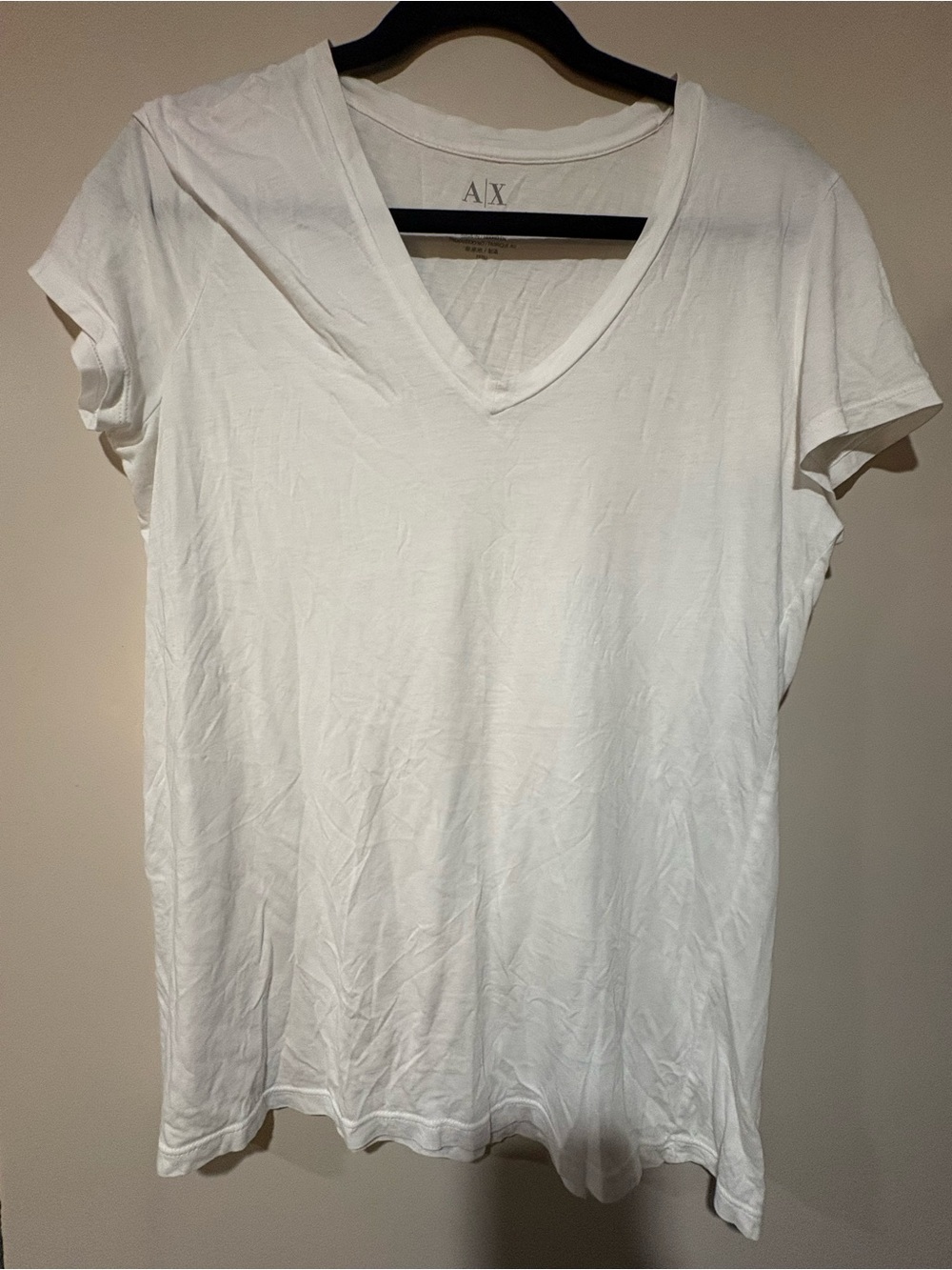 Armani Exchange White V-Neck Women's Tee